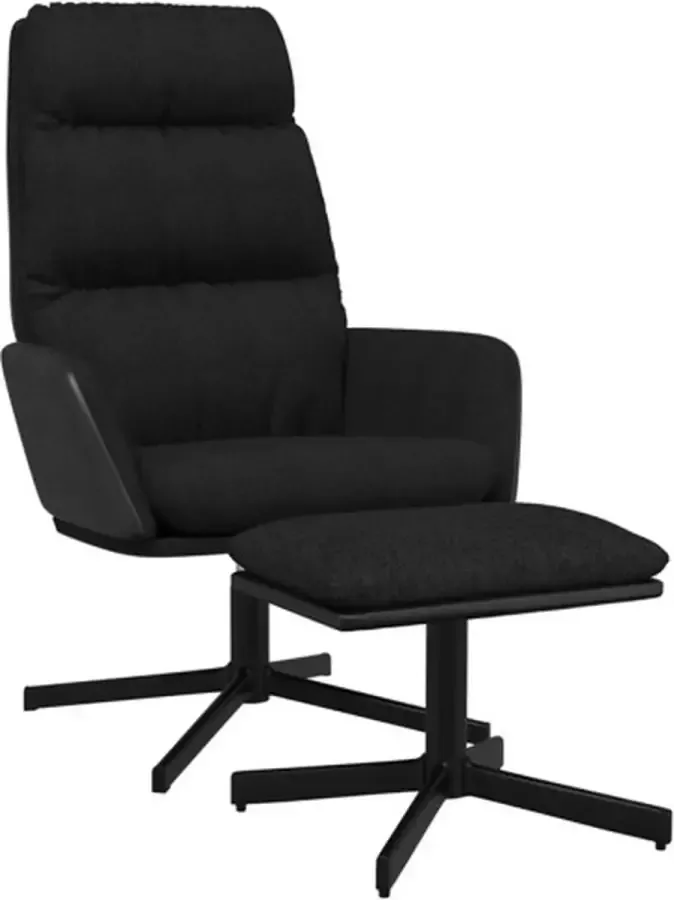 VIDAXL Relaxstoel met voetenbank stof zwart - Foto 2