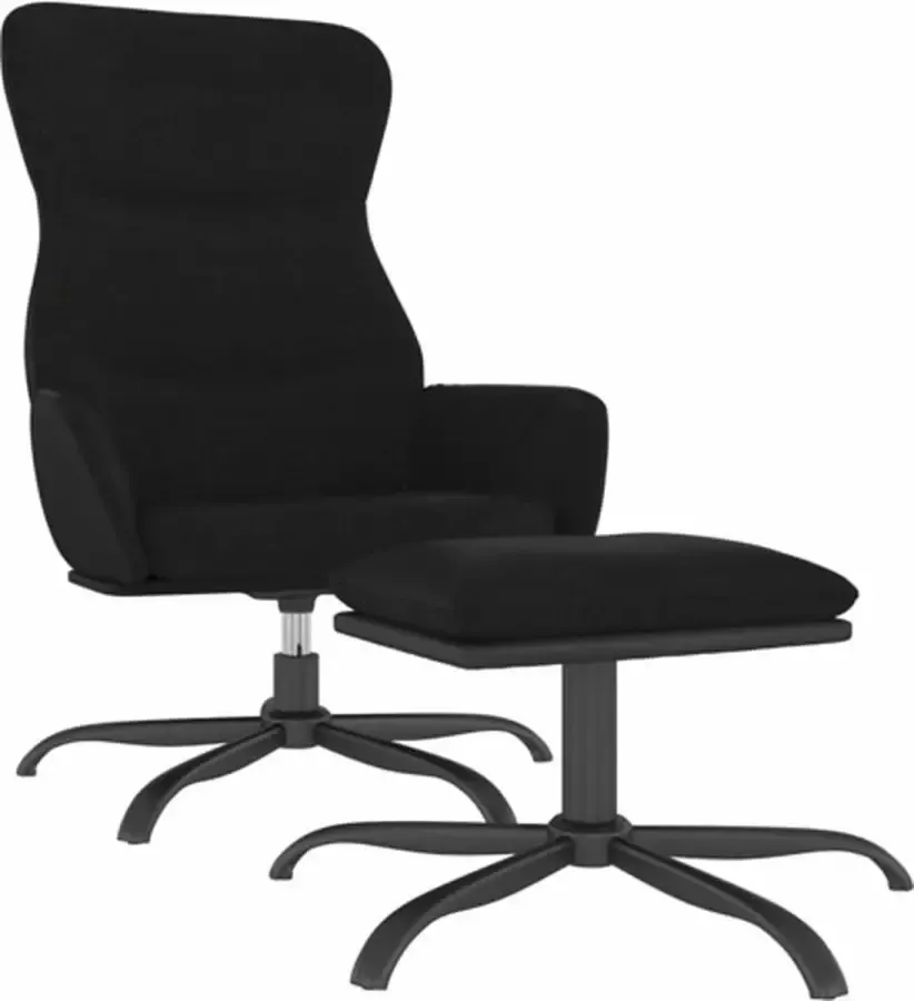 VidaXL Relaxstoel met voetenbank stof zwart - Foto 2