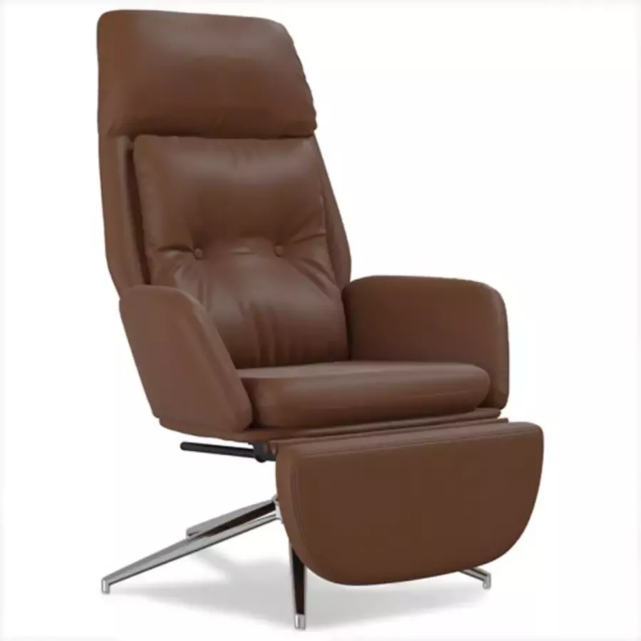 VIDAXL Relaxstoel met voetensteun echt leer en kunstleer bruin - Foto 1