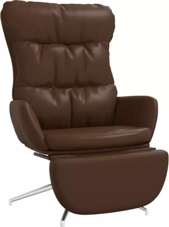 VIDAXL Relaxstoel met voetensteun echt leer en kunstleer bruin - Foto 2