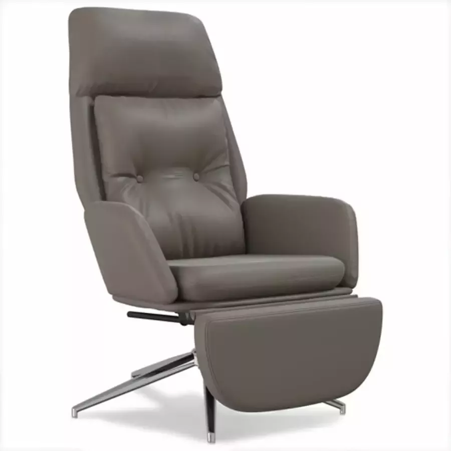 VIDAXL Relaxstoel met voetensteun echt leer en kunstleer grijs - Foto 1