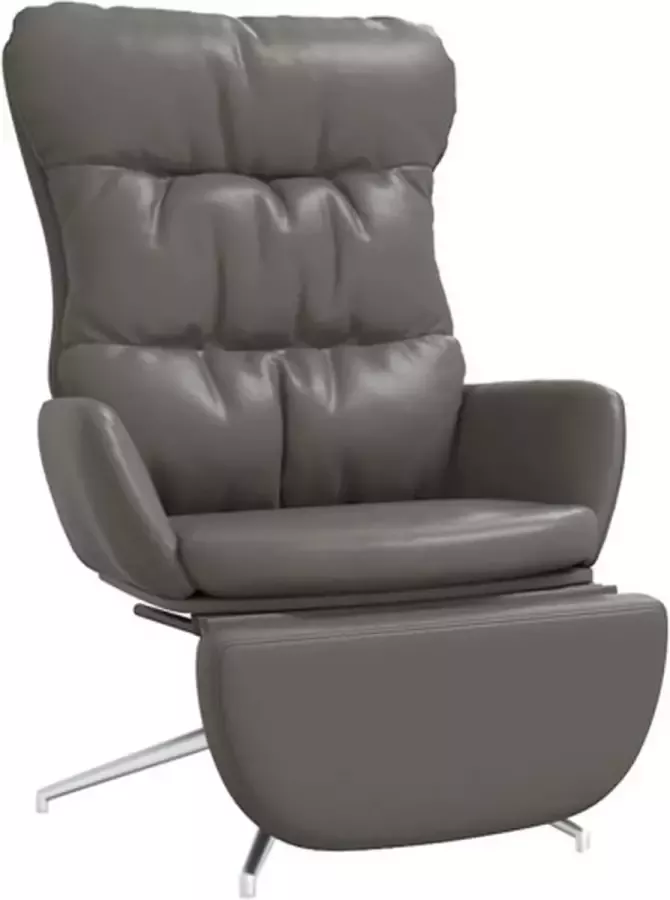 VidaXL Relaxstoel met voetensteun echt leer en kunstleer grijs - Foto 2