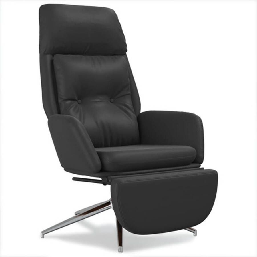VIDAXL Relaxstoel met voetensteun echt leer en kunstleer zwart - Foto 1