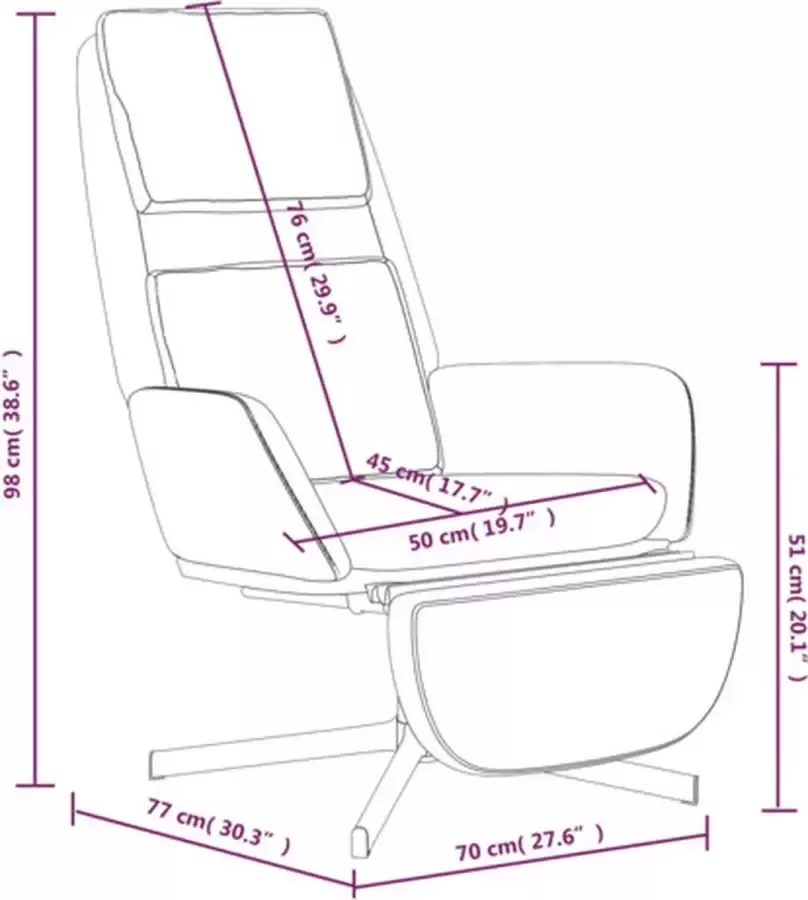 VIDAXL Relaxstoel met voetensteun fluweel blauw - Foto 3