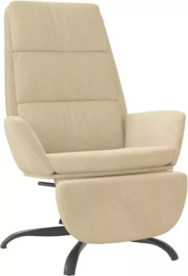 VIDAXL Relaxstoel met voetensteun fluweel crèmekleurig - Foto 2