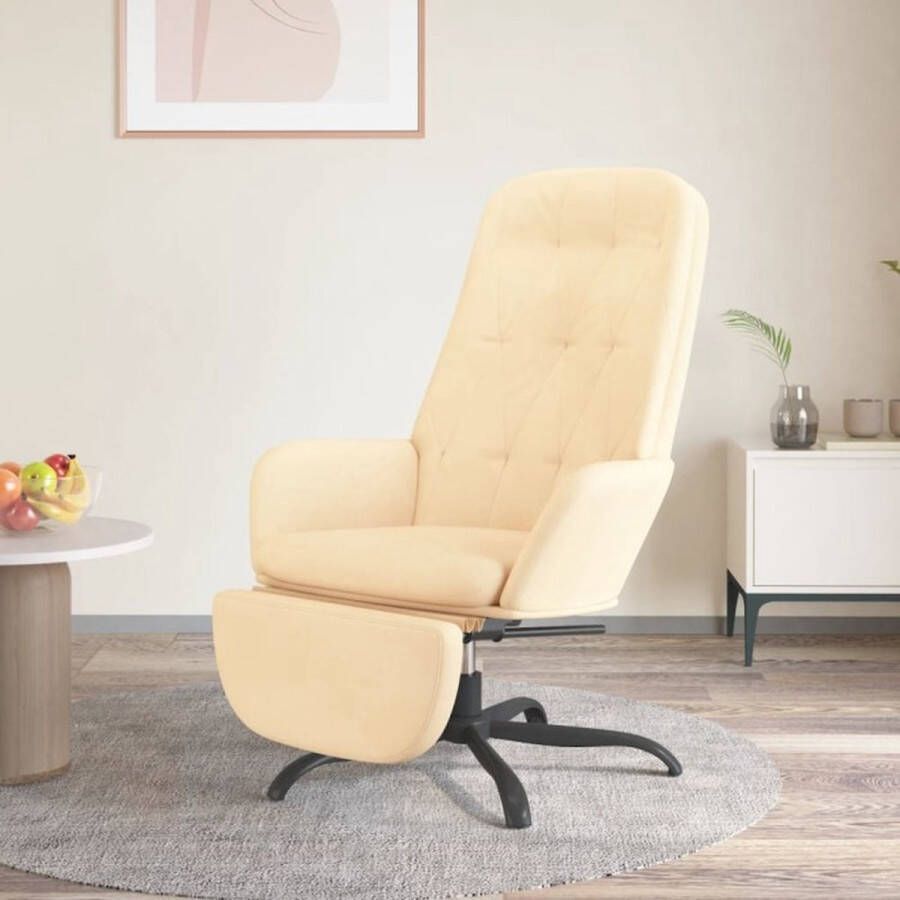 VidaXL Relaxstoel met voetensteun fluweel crèmewit - Foto 1