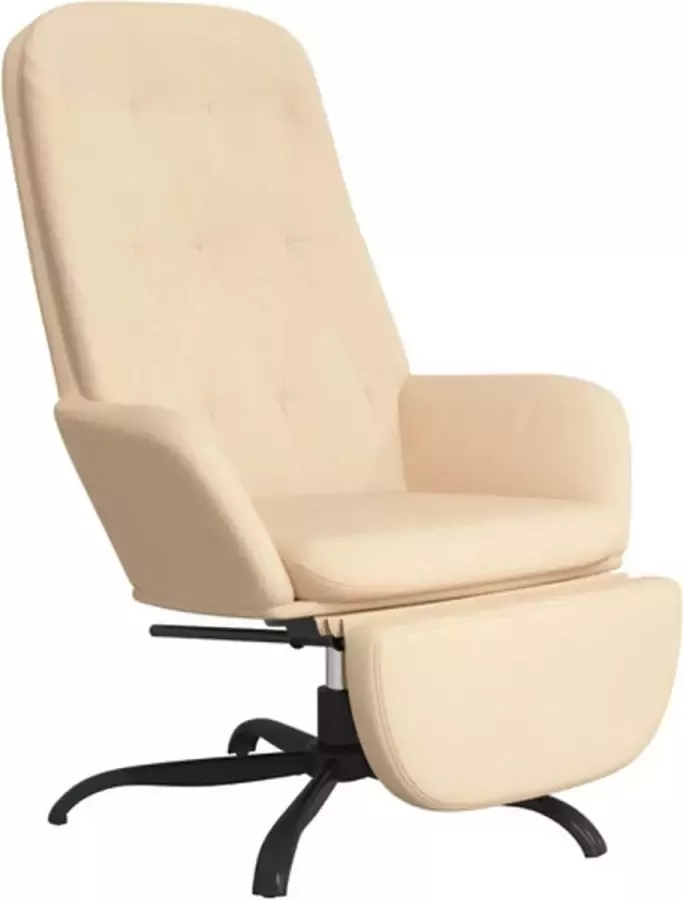 VidaXL Relaxstoel met voetensteun fluweel crèmewit - Foto 2