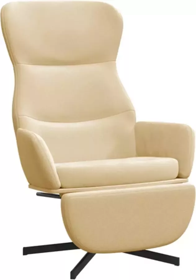 VIDAXL Relaxstoel met voetensteun fluweel crèmewit - Foto 2