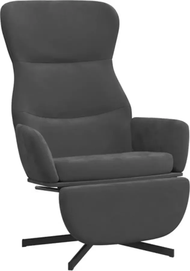 VidaXL Relaxstoel met voetensteun fluweel donkergrijs - Foto 4