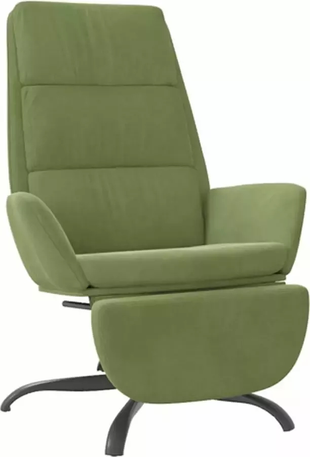 VIDAXL Relaxstoel met voetensteun fluweel lichtgroen - Foto 2