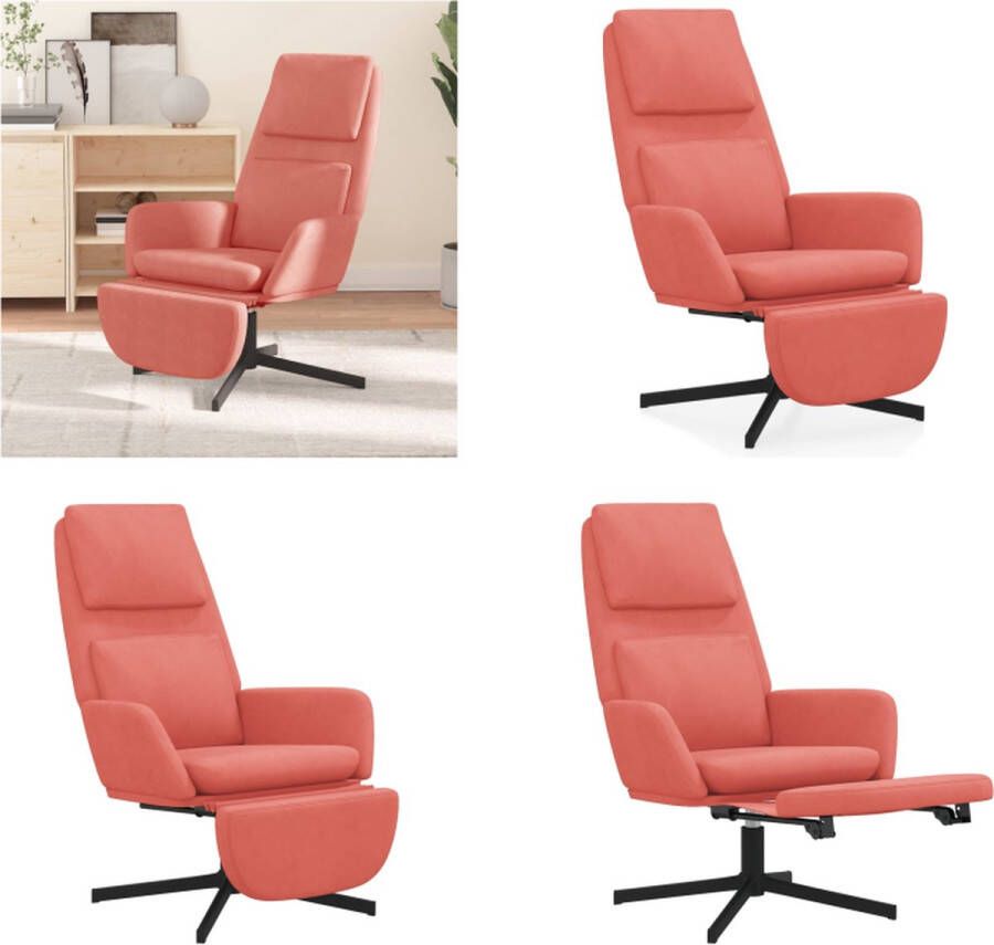 VidaXL Relaxstoel met voetensteun fluweel roze Relaxstoel Met Voetensteun Relaxstoelen Met Voetensteunen Zetel Met Voetensteun Relaxstoel