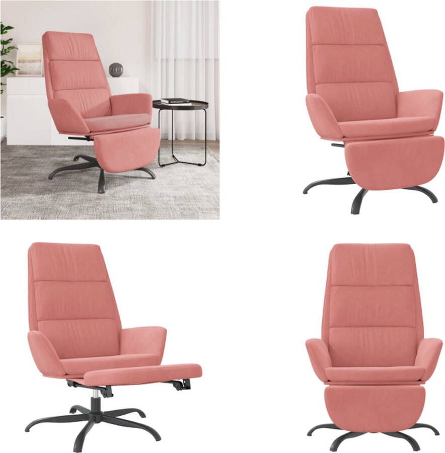 VidaXL Relaxstoel met voetensteun fluweel roze Relaxstoel Met Voetensteun Relaxstoelen Met Voetensteunen Zetel Met Voetensteun Relaxstoel