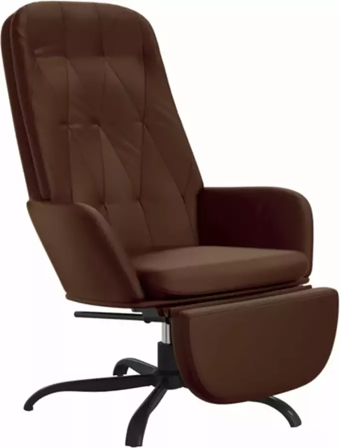 VidaXL Relaxstoel met voetensteun glanzend kunstleer bruin - Foto 2