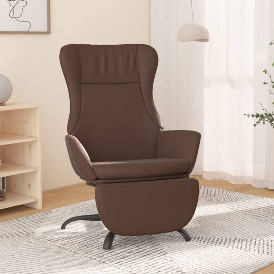 VIDAXL Relaxstoel met voetensteun glanzend kunstleer bruin - Foto 3