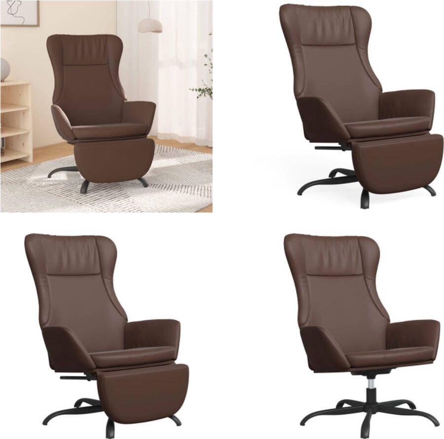 VidaXL Relaxstoel met voetensteun glanzend kunstleer bruin Relaxstoel Met Voetensteun Relaxstoelen Met Voetensteunen Zetel Met Voetensteun Relaxstoel