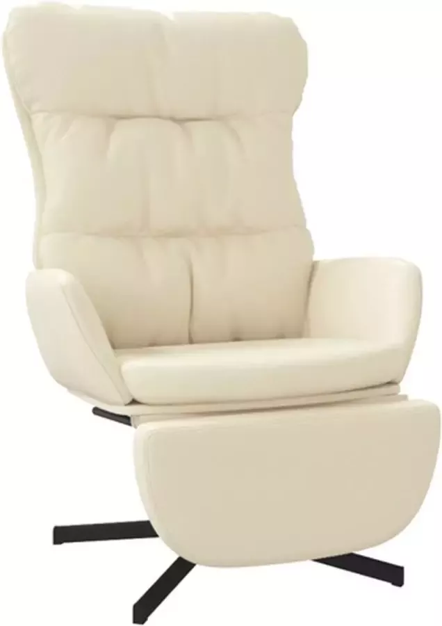 VIDAXL Relaxstoel met voetensteun kunstleer crèmekleurig - Foto 8
