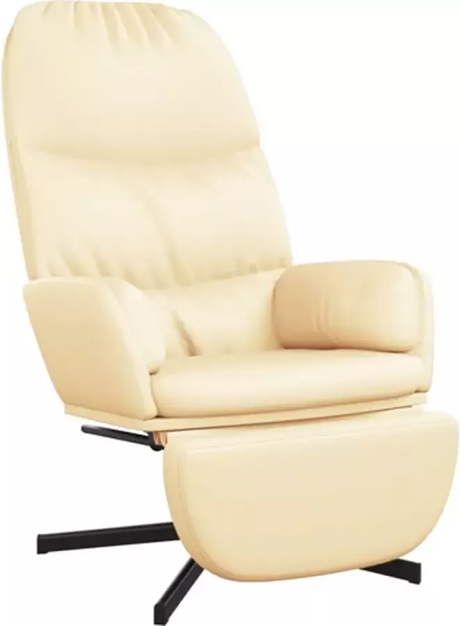 VIDAXL Relaxstoel met voetensteun kunstleer crèmewit - Foto 2