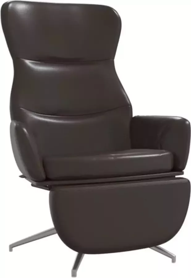VIDAXL Relaxstoel met voetensteun kunstleer glanzend bruin - Foto 3