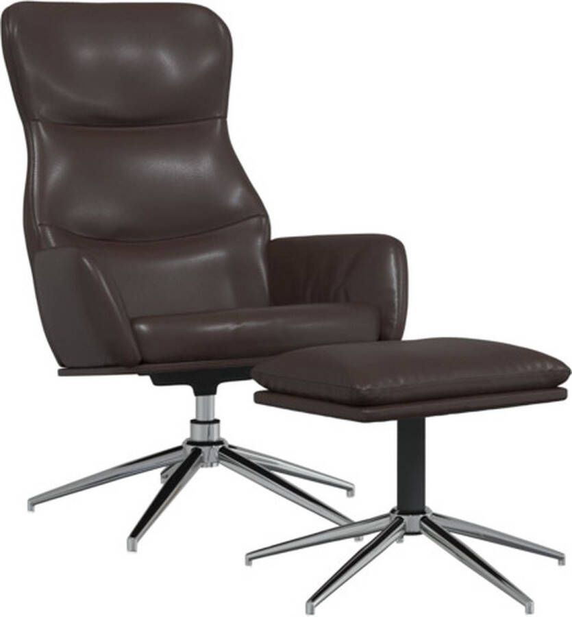 VidaXL Relaxstoel met voetensteun kunstleer glanzend bruin - Foto 3