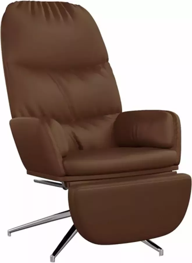 VidaXL Relaxstoel met voetensteun kunstleer glanzend bruin - Foto 2