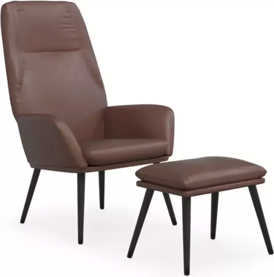 VIDAXL Relaxstoel met voetensteun kunstleer glanzend bruin - Foto 2