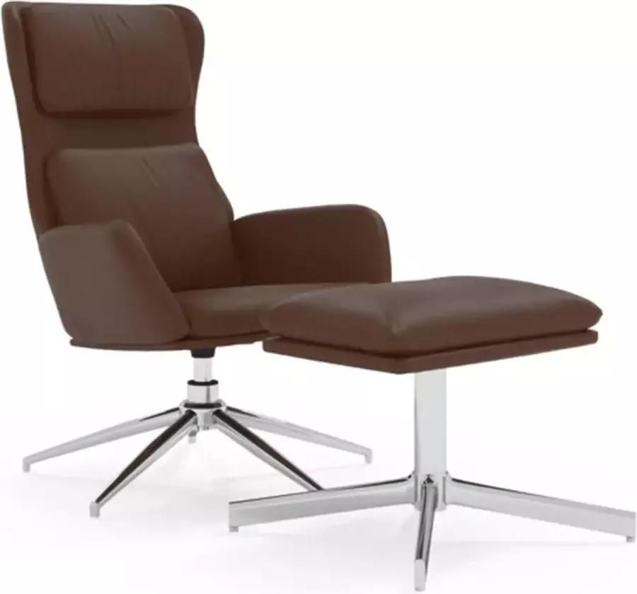 VidaXL Relaxstoel met voetensteun kunstleer glanzend bruin - Foto 2