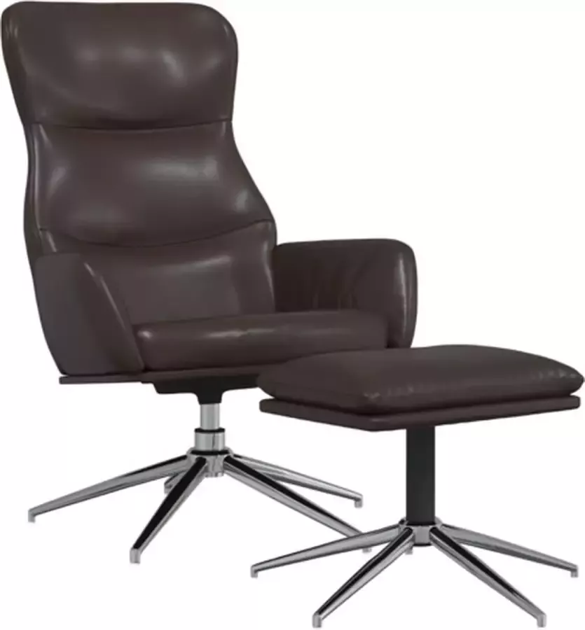 VIDAXL Relaxstoel met voetensteun kunstleer glanzend bruin - Foto 4
