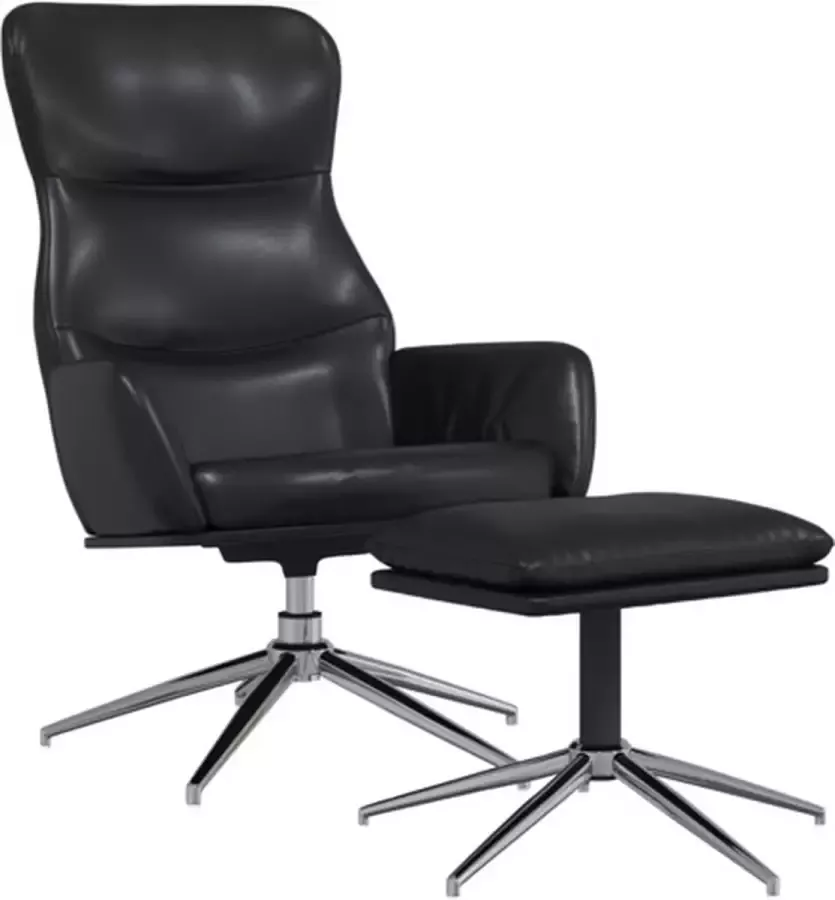 VidaXL Relaxstoel met voetensteun kunstleer glanzend zwart - Foto 3