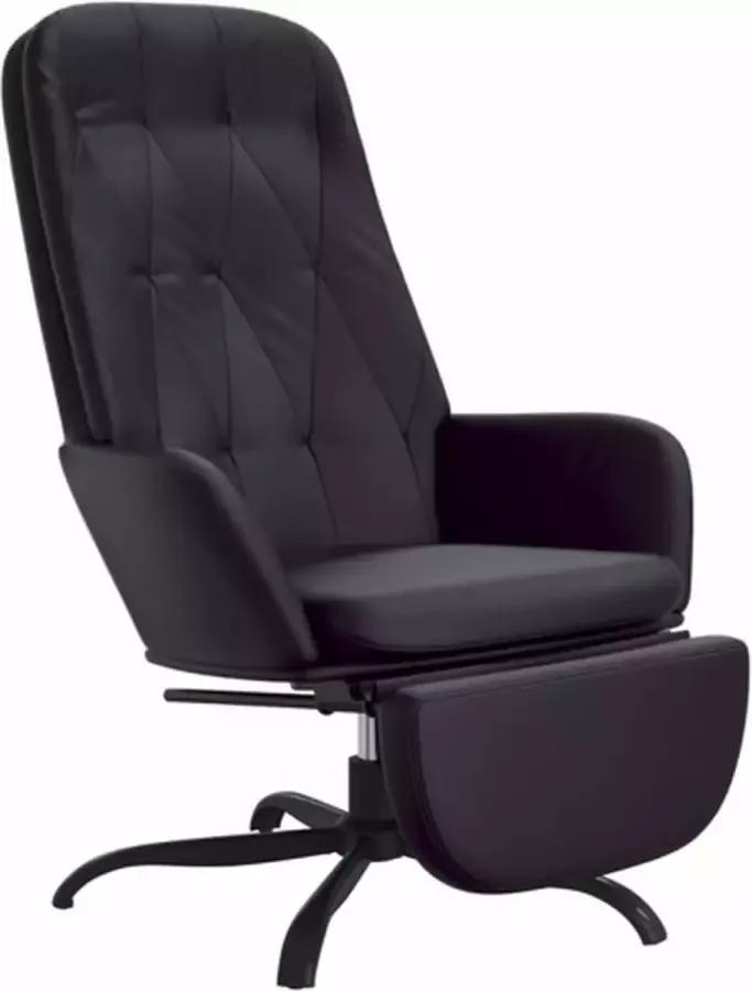 VIDAXL Relaxstoel met voetensteun kunstleer glanzend zwart - Foto 2