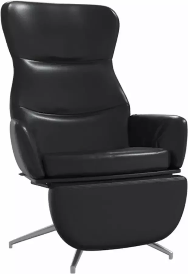 VidaXL Relaxstoel met voetensteun kunstleer glanzend zwart - Foto 2