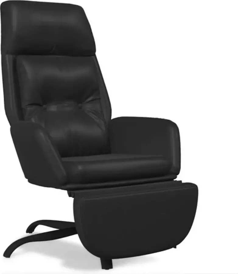 VidaXL Relaxstoel met voetensteun kunstleer glanzend zwart - Foto 2