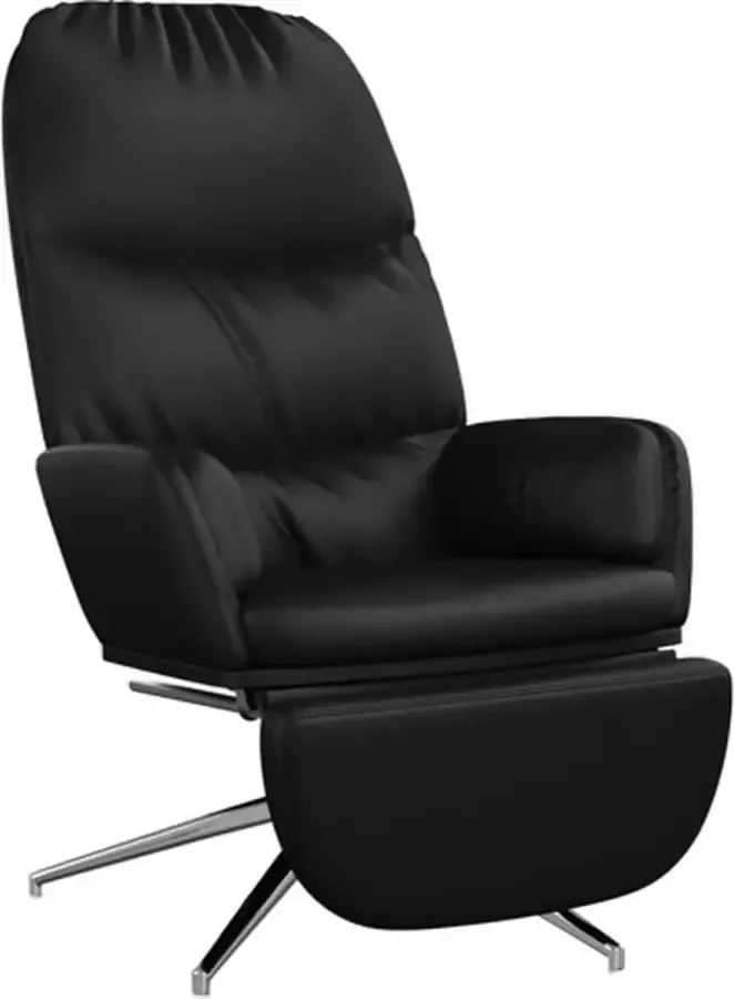 VIDAXL Relaxstoel met voetensteun kunstleer glanzend zwart - Foto 2