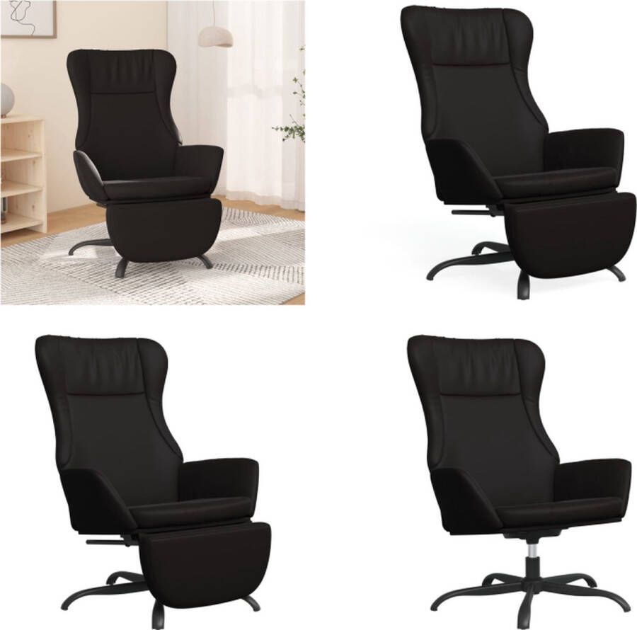 VidaXL Relaxstoel met voetensteun kunstleer glanzend zwart Relaxstoel Met Voetensteun Relaxstoelen Met Voetensteunen Zetel Met Voetensteun Relaxstoel