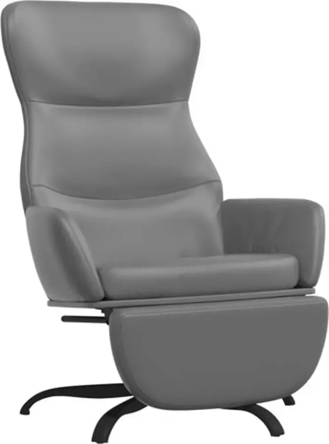 VidaXL Relaxstoel met voetensteun kunstleer grijs - Foto 2