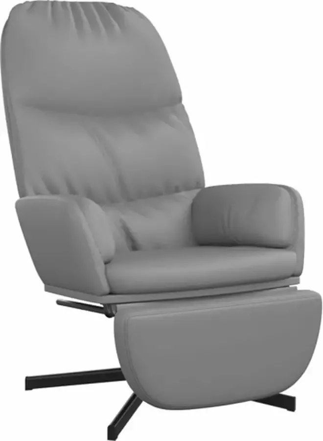 VidaXL Relaxstoel met voetensteun kunstleer grijs - Foto 2