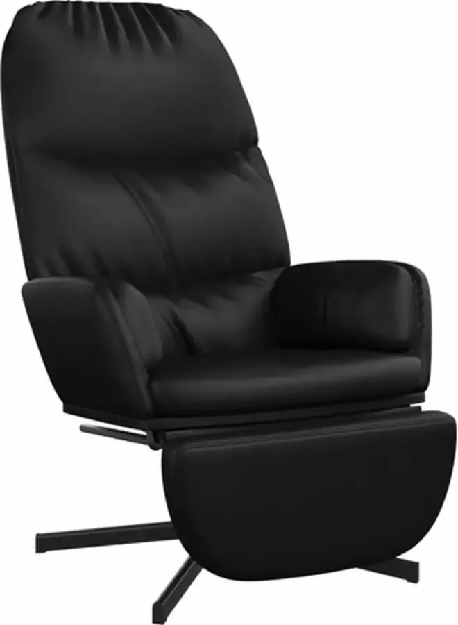 VIDAXL Relaxstoel met voetensteun kunstleer zwart - Foto 2