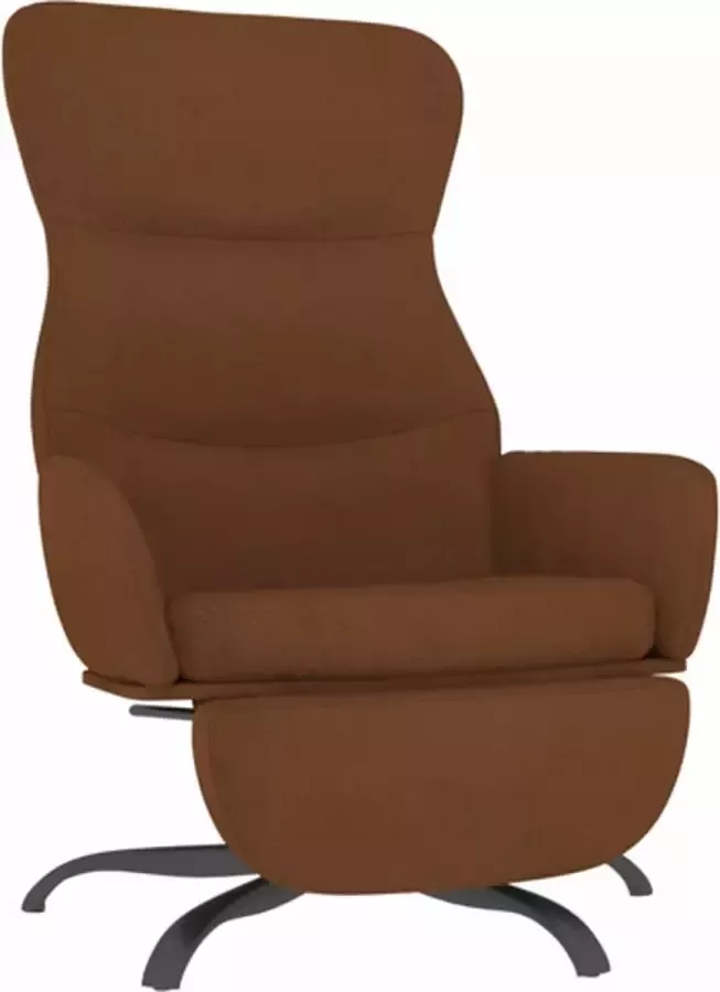 VidaXL Relaxstoel met voetensteun microvezelstof bruin - Foto 2