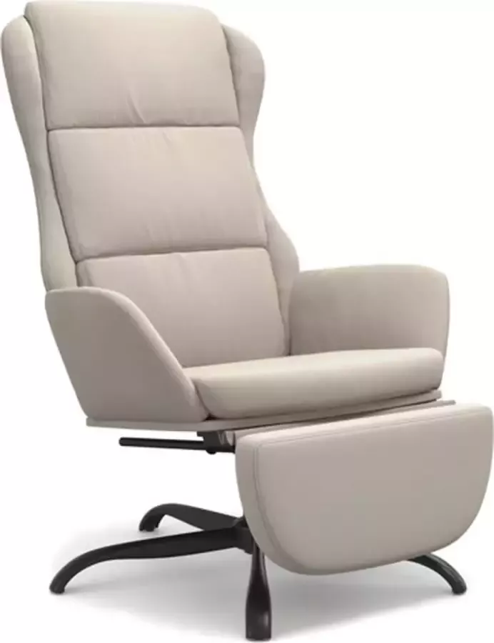VIDAXL Relaxstoel met voetensteun microvezelstof crèmekleurig - Foto 2