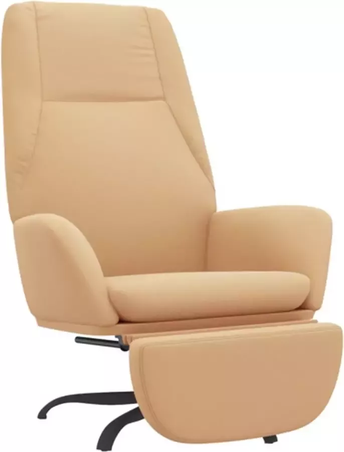 VIDAXL Relaxstoel met voetensteun microvezelstof crèmekleurig - Foto 2