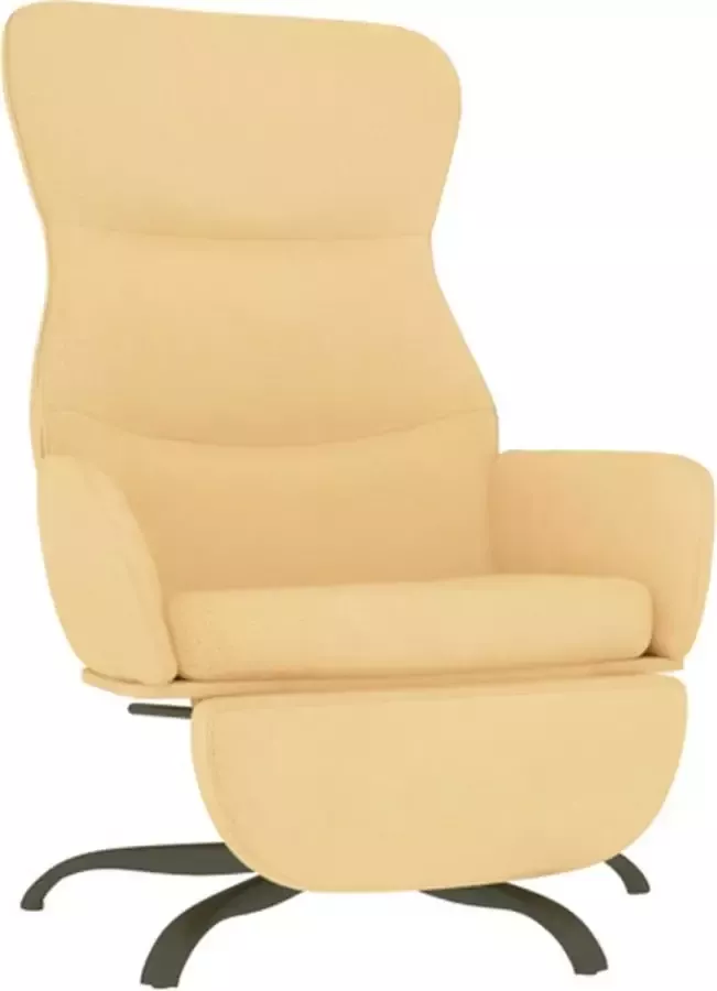 VidaXL Relaxstoel met voetensteun microvezelstof crèmekleurig - Foto 2
