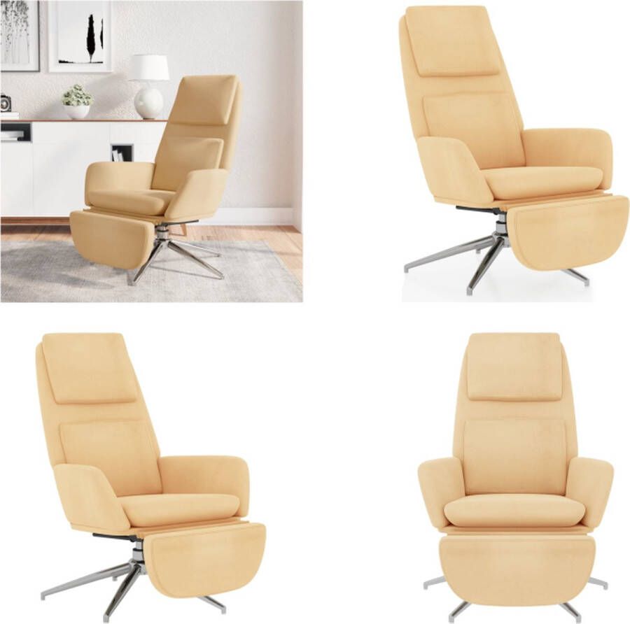VidaXL Relaxstoel met voetensteun microvezelstof crèmekleurig Relaxstoel Met Voetensteun Relaxstoelen Met Voetensteunen Zetel Met Voetensteun Relaxstoel
