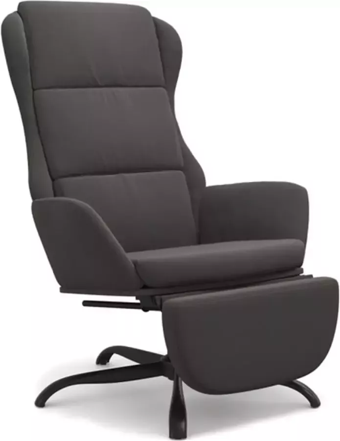 VIDAXL Relaxstoel met voetensteun microvezelstof donkergrijs - Foto 2