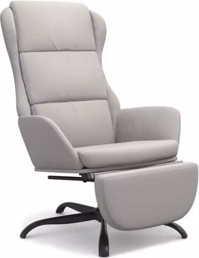 VIDAXL Relaxstoel met voetensteun microvezelstof lichtgrijs - Foto 2