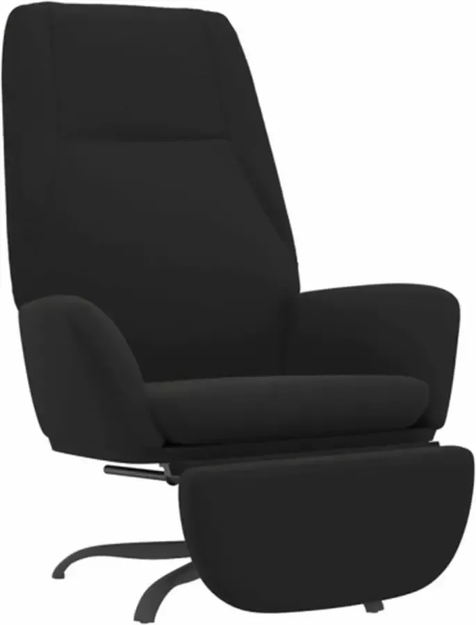 VidaXL Relaxstoel met voetensteun microvezelstof zwart - Foto 2