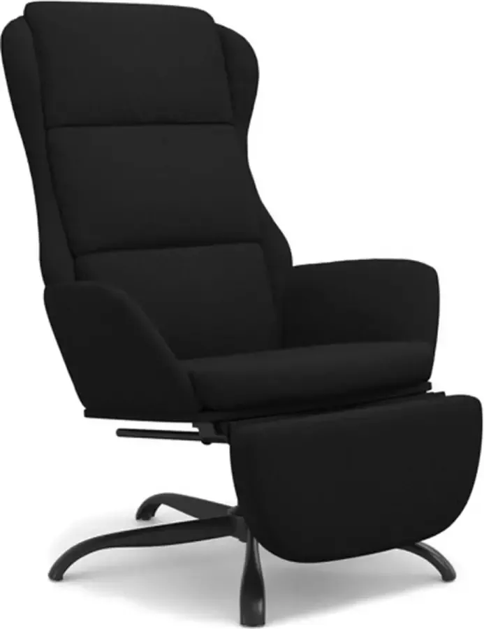 VidaXL Relaxstoel met voetensteun microvezelstof zwart - Foto 2