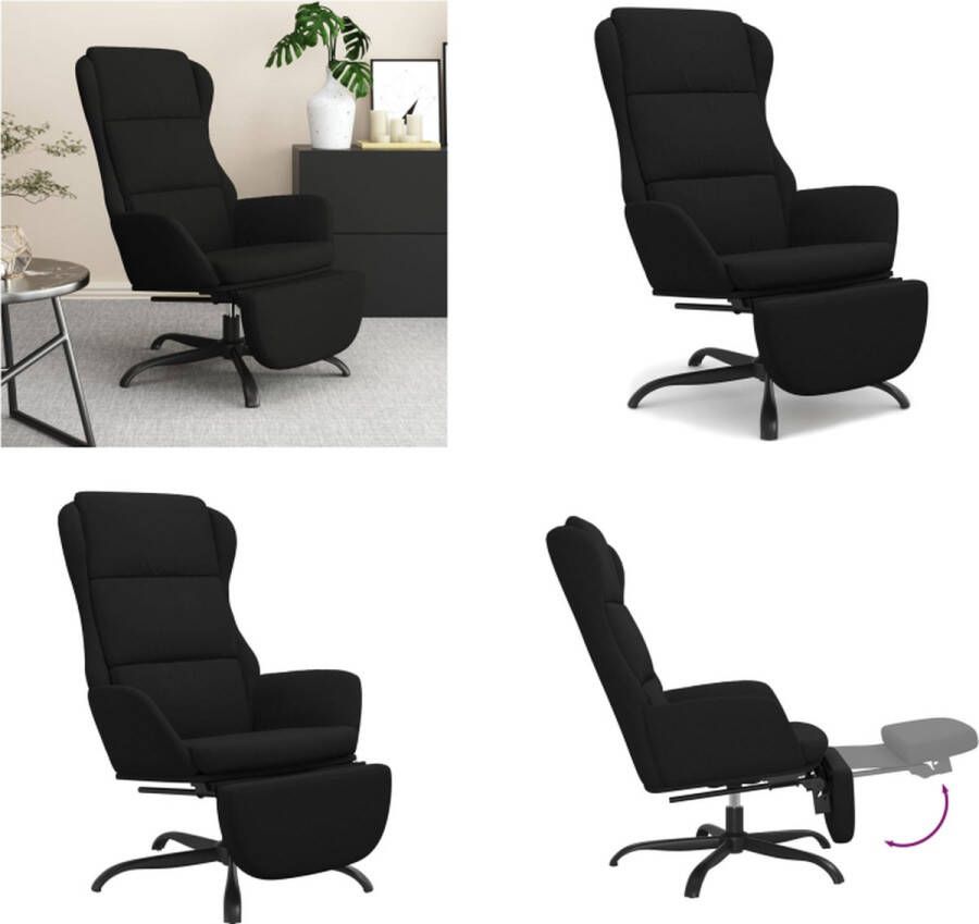 VidaXL Relaxstoel met voetensteun microvezelstof zwart Relaxstoel Met Voetensteun Relaxstoelen Met Voetensteunen Zetel Met Voetensteun Relaxstoel