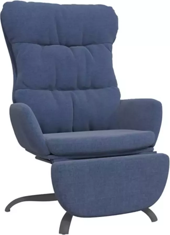 VIDAXL Relaxstoel met voetensteun stof blauw - Foto 2
