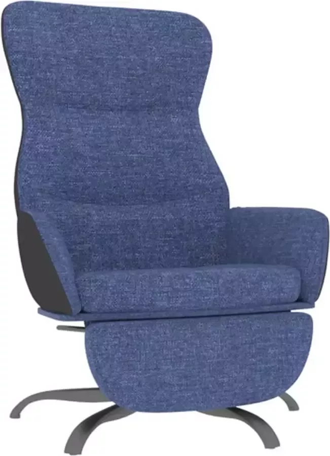 VidaXL Relaxstoel met voetensteun stof blauw - Foto 2