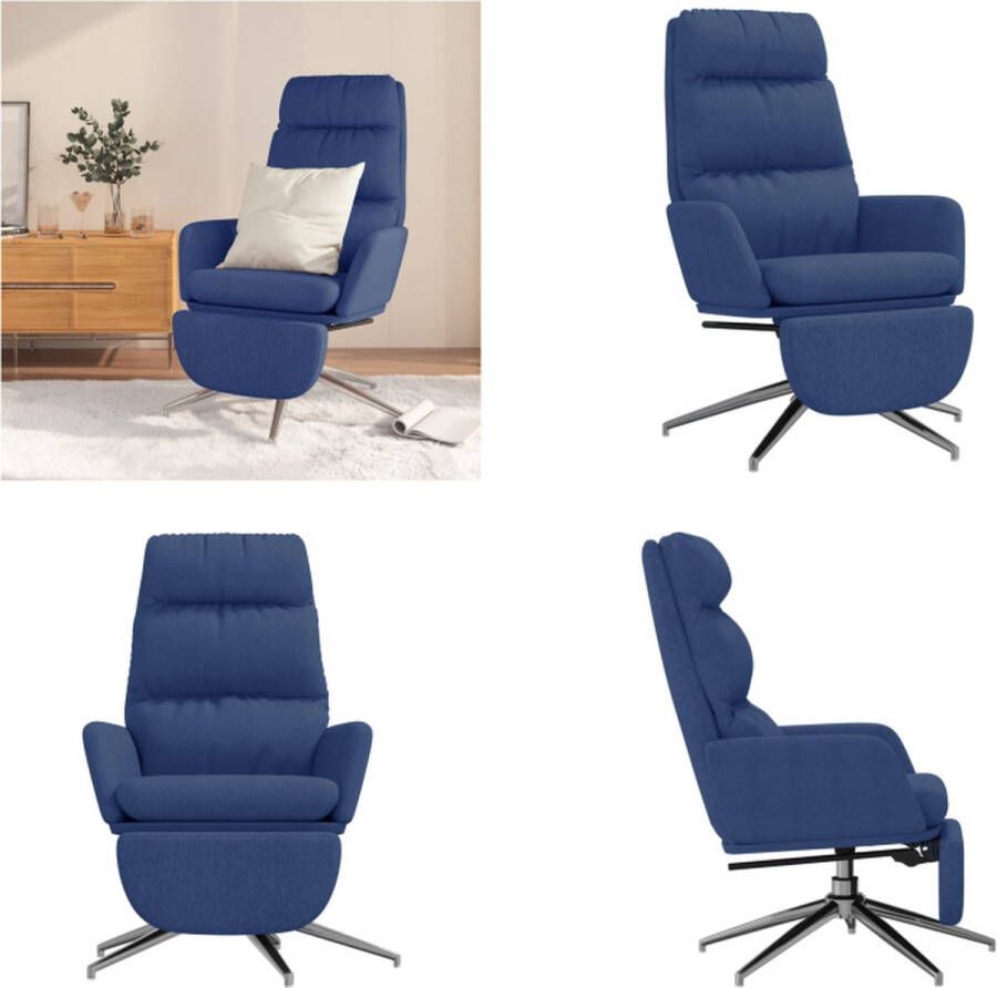 VidaXL Relaxstoel met voetensteun stof blauw Relaxstoel Met Voetensteun Relaxstoelen Met Voetensteunen Zetel Met Voetensteun Relaxstoel