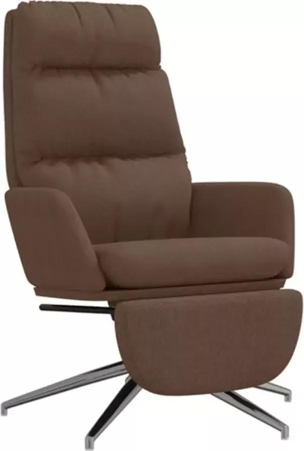 VIDAXL Relaxstoel met voetensteun stof bruin - Foto 2